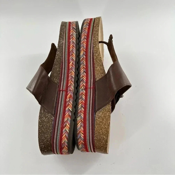 So sandals size 10 brown faux leather t-strap chunky flatforms vintage y2K 90s - Picture 6 of 13